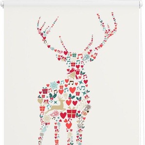 Seitenzugrollo LICHTBLICK ORIGINAL Klemmfix Motiv Rentier Weihnachten Rollos 150 cm, 100 cm, bunt Rollos ohne Bohren Rollo bedruckt