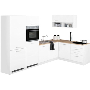 HELD MÖBEL Winkelküche Visby, ohne E-Geräte, Stellbreite 300 x 180 cm B: cm-180 weiß L-Küche Elektrogeräte Küchenzeilen -blöcke Küchenmöbel