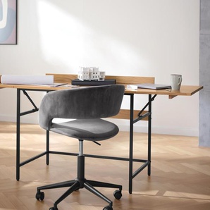 Erweiterbarer Schreibtisch aus Massivholz - schwarz - Massivholz -