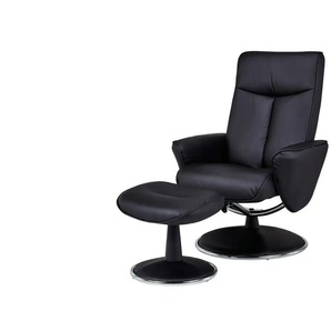 Fernsehsessel mit Hocker - schwarz - 82 cm - 104,5 cm - 110 cm | Möbel Kraft