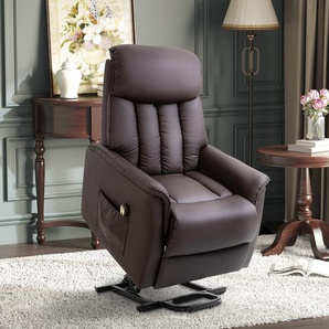 HOMCOM elektrischer Aufstehsessel Fernsehsessel Sessel mit Aufstehhilfe relaxsessel mit Liegefunktion Kunstleder Braun, 80 x 94 x 104 cm