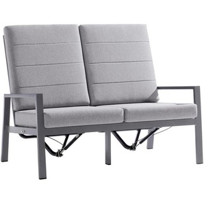 2-Sitzer-Bank , Grau , Metall , Füllung: Polyurethan (Pur) , 137x101x92 cm , erweiterbar , Gartenmöbel, Gartenbänke