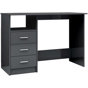 Schreibtisch mit Schubladen Hochglanz-Grau 110x50x76 cm