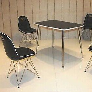 Tischgruppe Schwarz/weiß Essgruppe Esszimmergruppe Schalenstuhl Modern Design C9