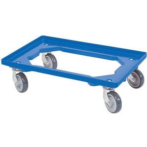 Transportroller, (4-St), BxT: 60x40 cm, blau 4 Lenkrollen, graue Gummiräder