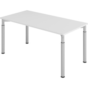 bümö® Schreibtisch Y-Serie höhenverstellbar, Tischplatte 160 x 80 cm in grau, Gestell in silber