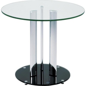 Beistelltisch HAKU Tische Gr. B/H/T: 59 cm x 57 cm x 59 cm, ohne Auszug, silberfarben (verchromt, verchromt, klarglas) Beistelltische Tisch