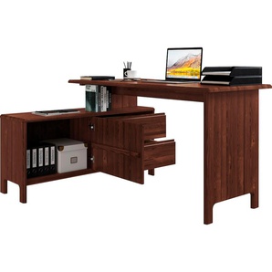 Schreibtisch HOME AFFAIRE Luven Tische Gr. B/H/T: 140 cm x 76 cm x 60 cm, braun (dunkelbraun) Schreibtische Breite 140-220 cm