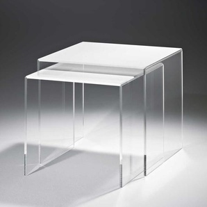 Beistelltisch Set aus Acrylglas Weiß (zweiteilig)