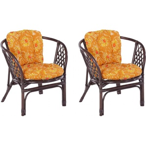 Rattanstuhl HOME AFFAIRE Rattansessel Stühle , braun Rattanstühle Stühle im 2er-Set aus Rattan und passenden Kissenauflagen, Breite 66 cm
