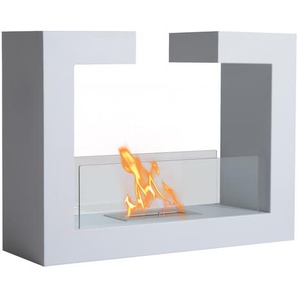 HOMCOM® Bioethanol Kamin | Stahl, Edelstahl, Hartglas | 78 x 25 x 58 cm | Weiß