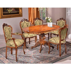 Tischgruppe barock mit hoher Lehne fünf Stühle (sechsteilig)