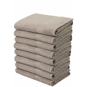 Handtuch MY HOME Juna Handtücher Gr. B/L: 50 cm x 100 cm (8 St.), grau (taupe) Handtücher Badetücher im Set und als Serie, Handtuchset mit Struktur-Bordüre, 100% Baumwolle