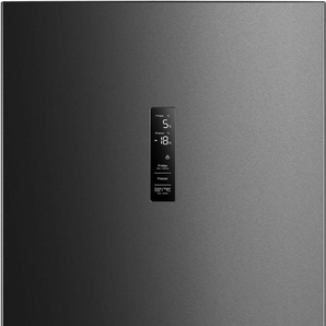 B (A bis G) HANSEATIC Kühl-/Gefrierkombination Kühlschränke schwarz (schwarzes edelstahl) Kühl-Gefrierkombinationen