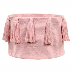 Aufbewahrungskorb „Basket Tassels“, in rosa, aus Baumwolle, 30 x 45 cm, von Lorena Canals