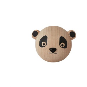 Mini Wandhaken Panda, 4,5 x 6 cm, natur, aus Buchenholz, von OYOY