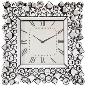 Ambia Home Wanduhr , Schwarz, Silber , Glas , 49x49x4.5 cm , Dekoration, Uhren, Wanduhren