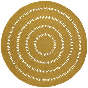 Hochwertiger Teppich „Bibek M“, 140 cm Durchmesser, in mango, aus Wolle und Baumwolle, von Nattiot