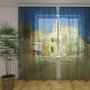 Gardinen & Vorhänge aus Chiffon transparent. Fotogardinen 3D Vincent van Gogh The Yellow House