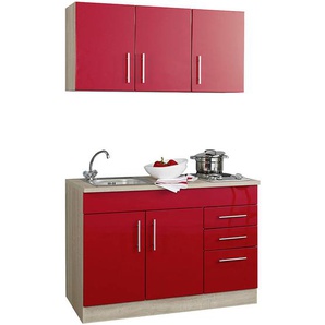 Single-Küche 120 TERAMO-03 Hochglanz Rot B x H x T ca. 120 x 200 x 60cm