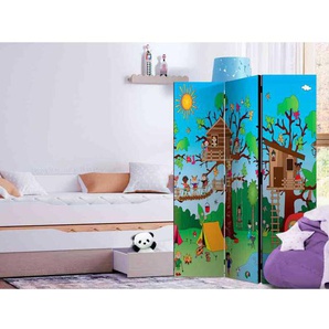 Kinderzimmer Raumteiler mit buntem Baumhaus Motiv drei Elementen