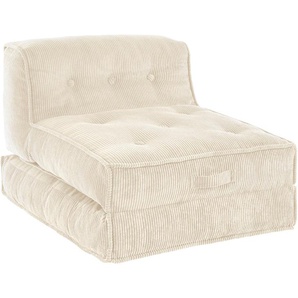 Sessel INOSIGN Missy Gr. Cord, XXL, Bettfunktion, B/H/T: 106 cm x 82 cm x 125 cm, beige (creme) Loungesessel Sessel aus Cord, in 2 Größen, mit Schlaffunktion, Pouf-Funktion.
