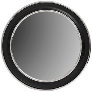 Wandspiegel , Schwarz, Silber , Metall, Glas , rund , 58x58x3 cm , Verzierungen , Schlafzimmer, Spiegel, Wandspiegel