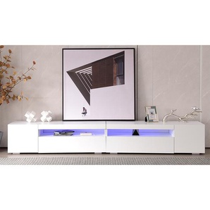 Lowboard Weiß Hochglanz mit LED-Beleuchtung, Breite 240cm