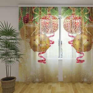 Gardinen & Vorhänge aus Chiffon transparent. Fotogardinen 3D Christmas Golden Glow