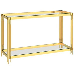 Beistelltisch Golden 120x40x78 cm Edelstahl und Glas