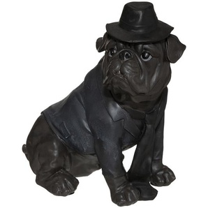 Figur Sitzender Hund mit Hut Schwarz, H.45 cm Unisex