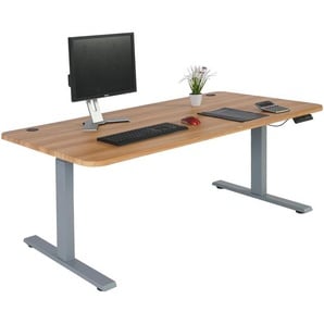 Schreibtisch HWC-D40, Computertisch, elektrisch höhenverstellbar 160x80cm 53kg ~ Eiche-Dekor, grau