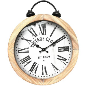 Wanduhr Hängeuhr Holzuhr Rund 40 cm Ø Analog Vintage Clock Shabby Design Braun Schwarz Römische Zahlen Leise Wohnzimmer Schlafzimmer