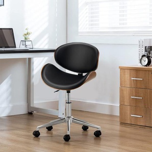 Home Office Schreibtischstuhl mit Gebogenem Drehsitz und Verstellbarer Höhe Schwarz