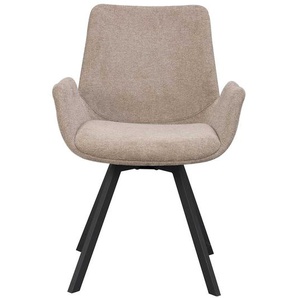 Esstisch Stühle aus Webstoff und Metall Beige & Schwarz (2er Set)