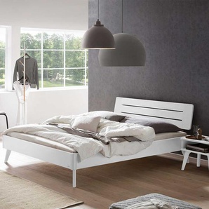 Buche weiß lackiert Bett 140x200 cm in modernem Design 80 cm hoch