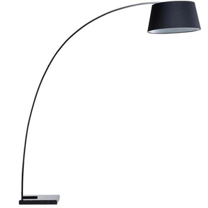 Stehlampe Schwarz Metall 188 cm Stoffschirm Marmorfuß langes Kabel mit Schalter Bogenlampe Modernes Design