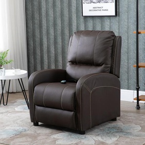 HOMCOM Massagesessel TV-Sessel elektrisch Relaxsessel Wohnzimmersessel 165°-Neigung PU Metall dunkelbraun 70 x 88 x 100 cm