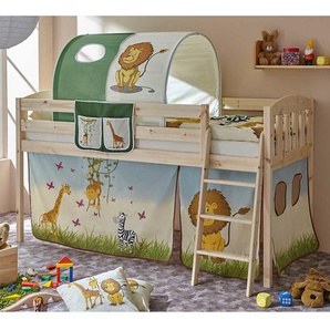 Kinderzimmer Halbhochbett aus Kiefer Massivholz Zootier Design