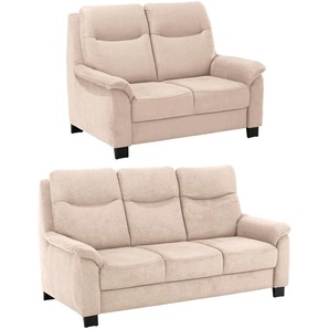 Sitzgruppe HOME AFFAIRE Bocca Sitzmöbel-Sets Gr. Luxus-Microfaser, beige (creme) Couchgarnituren Sets Sitzmöbel-Sets mit Federkern, incl. Kopfteilverstellung