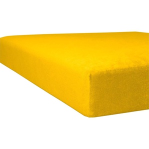 Spannbettlaken KNEER Flausch-Frottee Bettlaken B/L: 180-200 cm x 200 cm (1 St.), Frottee, 22 cm, gelb Bettlaken Betttücher Laken flauschig