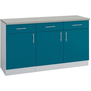 wiho Küchen Unterschrank Kiel, 150 cm breit B/H/T: x 85 50 cm, 3 blau Unterschränke Küchenschränke Schränke