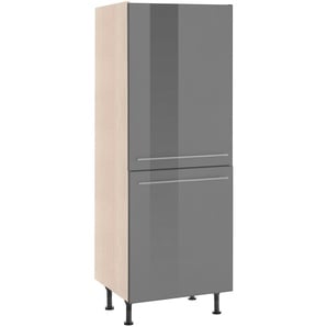 OPTIFIT Kühlumbauschrank Bern, 60 cm breit, 176 hoch, mit höhenverstellbaren Stellfüßen, Metallgriffen, geeignet für Einbaukühlschränke Nischenmaß 88 B/H/T: x 176,6 58,4 cm, 2 grau Kühlschrankumbauschränke Küchenschränke Küchenmöbel