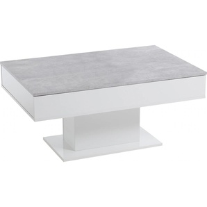 Couchtisch FMD Avola Tische Gr. B/H/T: 100,4 cm x 46,1 cm x 65,4 cm, grau (beton la, weiß edelglanz, weiß) Couchtische eckig Breite 100 cm