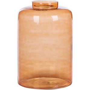 Blumenvase Orange / Transparent 41 cm aus Glas mit glänzender Oberfläche Wohnartikel Wohnung Zubehör Dekogefäß Moderner Glamouröser Stil