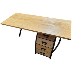 Schreibtisch Bürotisch mit Büro-Container 160cm Holz Design Handarbeit Unikat