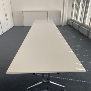 Vitra Ad Hoc Konferenztisch, 300x80 cm, Weiss, Gestell chrom,