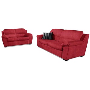 Sitzgruppe COTTA Sitzmöbel-Sets Gr. T: 89 cm, Luxus-Microfaser, rot Couchgarnituren Sets Sitzmöbel-Sets Garnitur: 2-Sitzer und 2,5-Sitzer