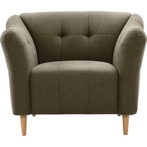 Sessel EXXPO - SOFA FASHION Gr. Samtvelours, B/H/T: 108 cm x 82 cm x 90 cm, grau (taupe) Einzelsessel Sessel mit Holzfüßen, frei im Raum stellbar