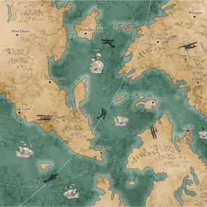 Komar Fototapete Old Travel Map, glatt, Comic, Retro, bedruckt, mehrfarbig, BxH: 300x280 cm